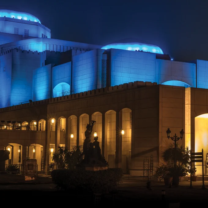 Next stop, the Cairo Opera House in Cairo, Egypt! This cultural landmark is renowned for leadership, excellence and imagination. The lighting concept focused on highlighting the importance of the building as a source of cultural pride!