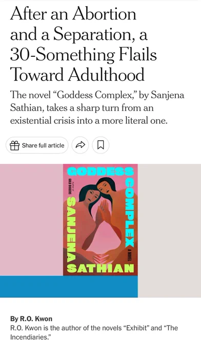 FICTION
After an Abortion and a Separation, a 30-Something Flails Toward Adulthood
The novel “Goddess Complex,” by Sanjena Sathian, takes a sharp turn from an existential crisis into a more literal one.