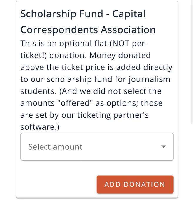 A screenshot of the scholarship donation page on the Gridiron Show website