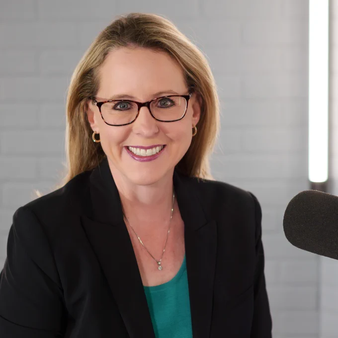 Dr. Julie Philley, President of the University of Texas at Tyler, smiles on the Talks With Tyler ISD podcast set.