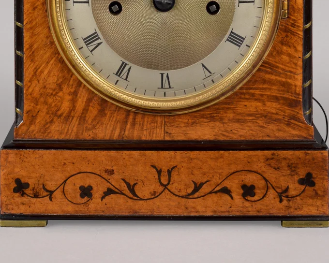 Barwise, London ~1820,  A fine English Regency period satinwood & ebony inlaid architectural mantel clock, the 8-day movement with hour strike and repeat on a bell. Signed in backplate.
https://walwynantiqueclocks.com/fine-antique-clocks/barwise-a-fine-regency-period-architectural-striking-mantel-clock-detail
#mantelclocks #antiqueclocks #HorologicalHistory #FineTimepieces 
