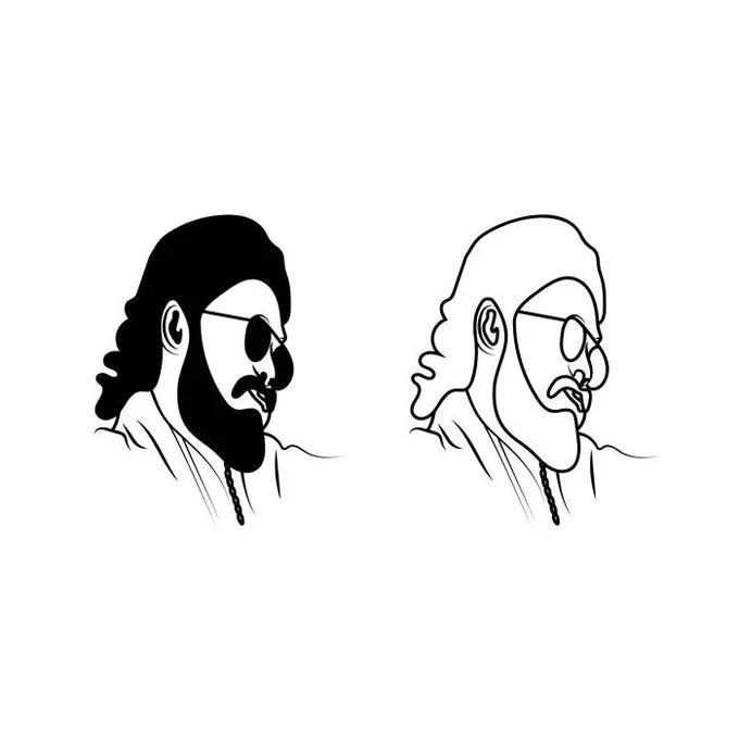 Indian Movie Pushpa 2 Actor Allu Arjun Minimal Illustration Icon | JPG , PNG (Transparent Background) and EPS File