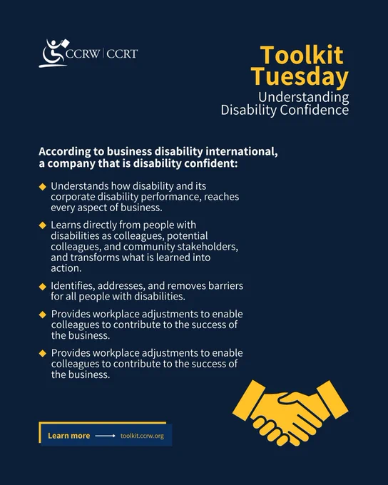 CCRW logo. Toolkit Tuesday - Understanding Disability Confidence. Read more in caption.