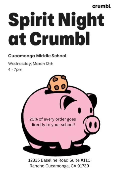 Crumbl Spirit Night 3/12/25