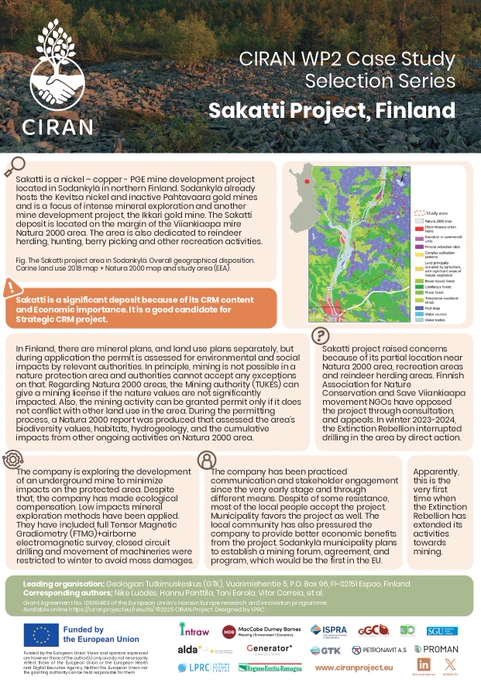 Overview of CIRAN Good Practice Case Studies' Factsheets: Sakatti, Finland