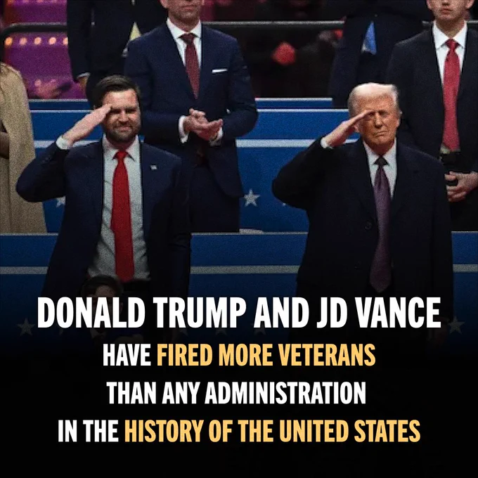 Donald Trump and JD Vance have fired more veterans than any administration in the history of the United States