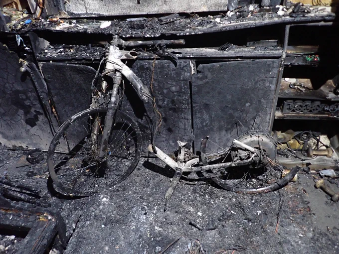 A burnt out converted e-bike