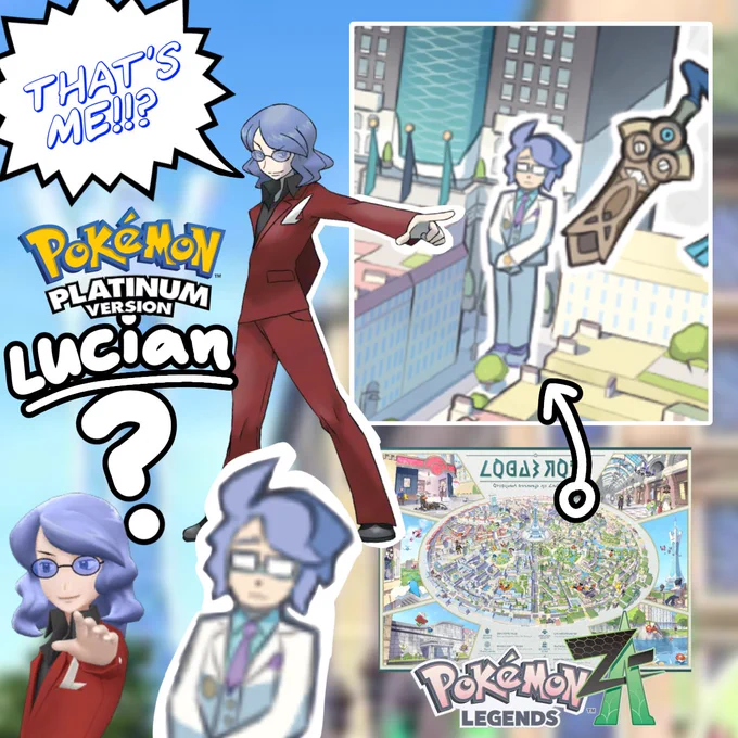 Pokemon: Legends Z-A (Theory) Descendant?

Lumiose City, known as "The City of Light," is the central city in the Kalos region. I believe it's highly possible for a descendant of Lucian to appear in Legends Z-A, not only because they share a resemblance but also due to Lucian's name meaning "Light" in Latin.

A descendant possessing a Honedge fits nicely within Lucian's personality, especially since both his Bronzong (the Bronze Bell Pokémon), and the hotel owner who has Honedge (the Sword Pokémon) are inanimate objects.

This new character could run a hotel, similar to the Battle Chateau in Pokémon X & Y, where players can challenge various trainers and potentially confront him after a series of battles.