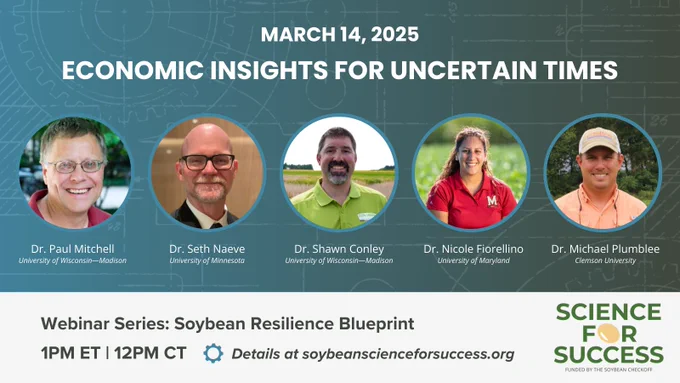 Graphic with the title "Economic Insights for Uncertain Times" and photos of speakers