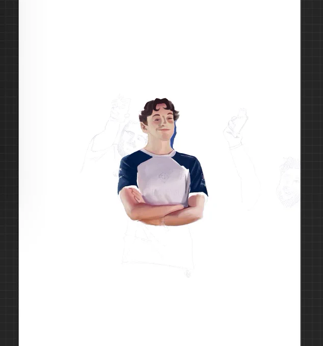 Digital sketch of KC Caliste in the middle of KC fans
