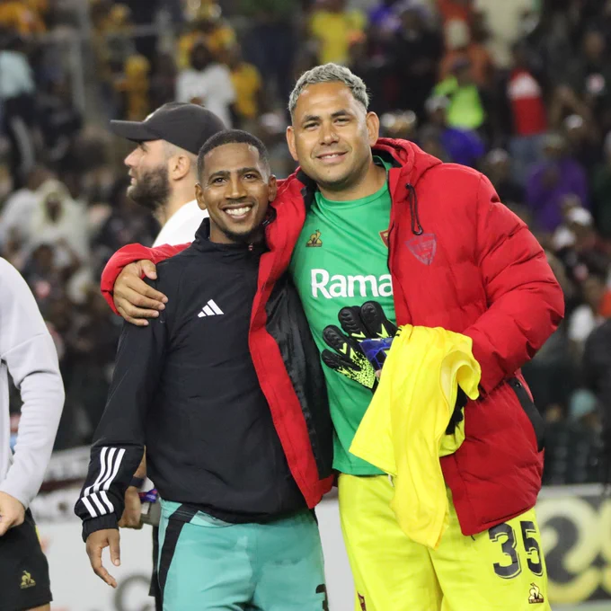 Former Stellenbosch FC defender Deano van Rooyen alongside current Stellenbosch FC club captain Lee Langeveldt
