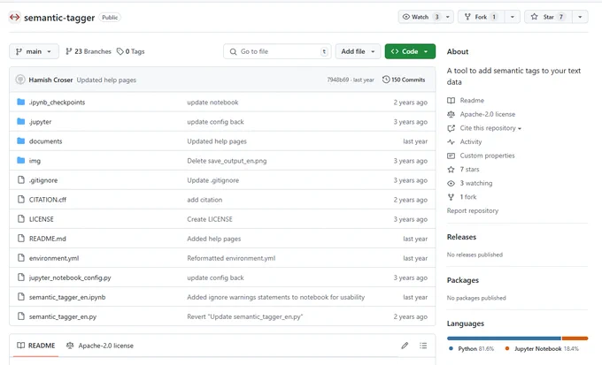 ATAP's semantic tagger. This image is a screenshot of the GitHub page where you can access and use the tagger.
