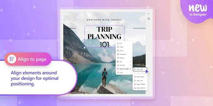 Image example of Align to page feature in Designer