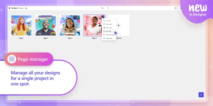 Image of Page manager in Designer