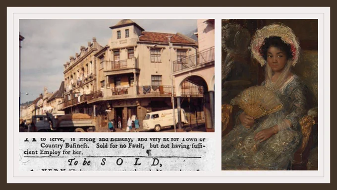 Cover image of the course on #dariahTeach: A collage from the case “Walking the Archive of District Six” (top right), “Investigating Indentured Servitude” (bottom right), and “Slavery: The Rijksmuseum’s Ten True Stories Physically and Digitally Told” (left).