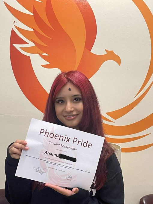 student with certificate