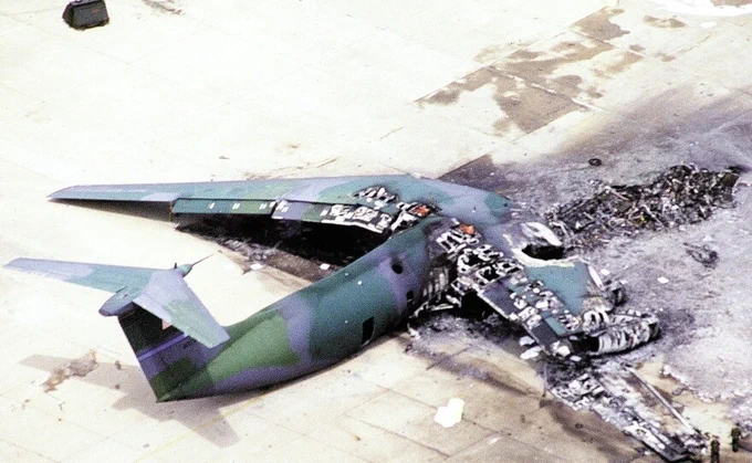 Photo of damaged C-141