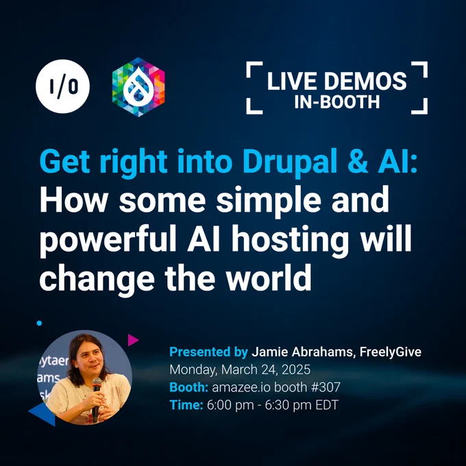 amazee.io In-Booth Demo: Get right into Drupal and AI: How some simple and powerful AI hosting will change the world - By Jamie Abrahams