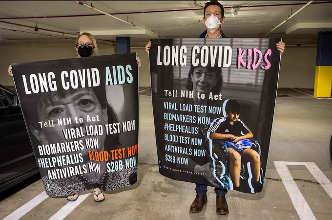 LCAP direct action held before the NIH conference on Long Covid in 2024. photograph: Steven Rubin