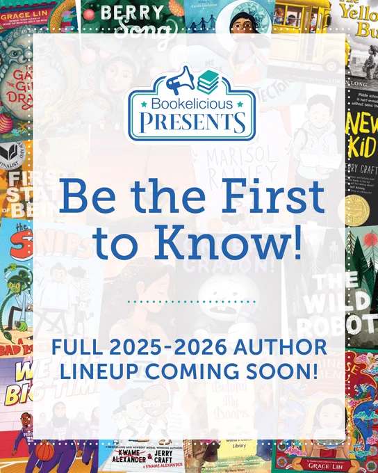 🎉 WE HAVE NEWS! 🎉

We’re rolling out our Bookelicious Presents all-star lineup for the 2025-2026 school year! Click the link to be the FIRST to receive the exclusive announcement revealing the featured authors & illustrators for our virtual events!
➡️ https://xuyx9zzuvpq.typeform.com/to/bMfcf3NF
