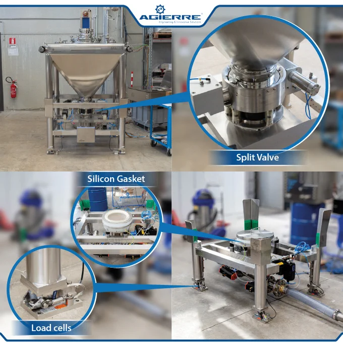 Bin Docking Station with Split Valve, Silicon Gasket, and Load Cells - AGIERRE