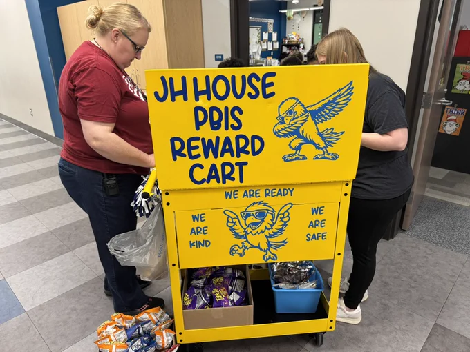 Students visited the PBIS Rewards Cart to celebrate positive behaviors at school.