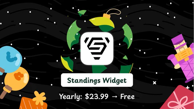 STANDINGS WIDGET: Yearly: $23.99 → Free