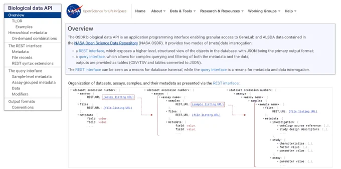 Image of the new OSDR API splash page.