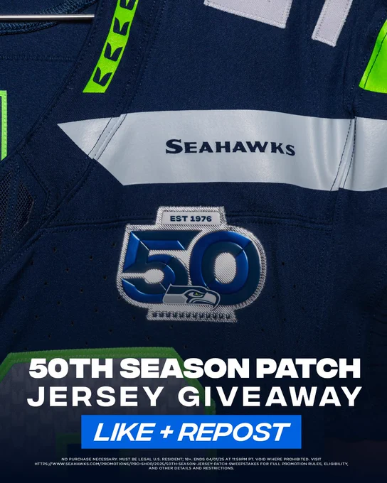 Be one of the first to rep our 50th season patch. Like   repost to win a jersey from the Seahawks Pro Shop. 