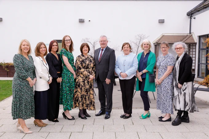 Pictured from left to right - Maureen Ritchie, Midwifery Support Officer DoH; Dr Jenny McNeill QUB; Michelle Harrison, PHA; Dr Alison Walker, Neonatal Network NI and Belfast Trust; Caroline Keown, Chief Midwifery Officer DoH; Health Minister Mike Nesbitt; Professor Maria McIlgorm, Chief Nursing Officer DoH; Gill Walton, Royal College of Midwives Chief Executive; Abbie Aplin, Royal College of Midwives, Lourda Geoghegan, Deputy Chief Medical Officer DoH. 