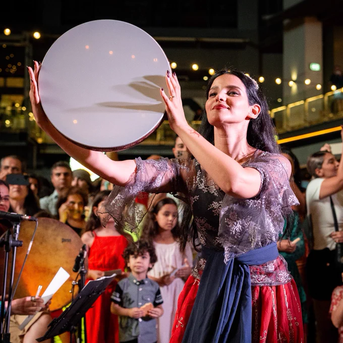 Traditional Persian dance artist Maedeh Dezhbod performs to an appreciative audience on Thursday, March 20 at a booked-out event at  City of Ryde's Nowruz celebrations at Top Ryde City shopping centre's Piazza, where there was a countdown to 8.01pm, marking the exact moment of the Spring Equinox (pic: City of Ryde).
