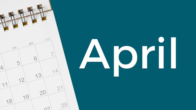 Corner of a calendar. Text: April