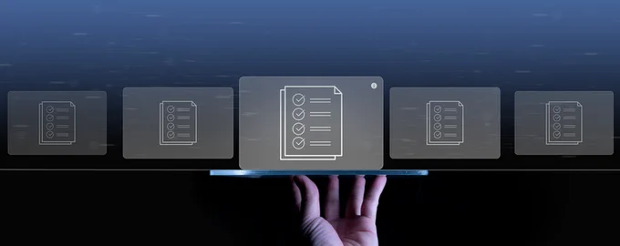 Laptop with a checklist on it.