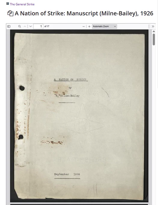 Title page of "A Nation on Strike" September 1926