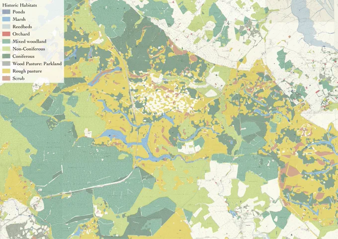 AI-digitised Lost Habitats dataset highlighting former marshes