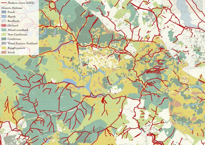 Lost Habitats compared to modern day rivers
