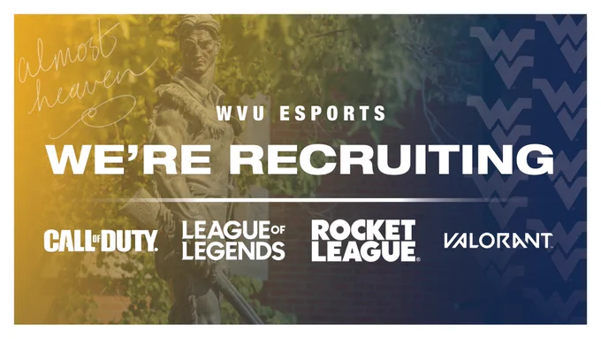 WVU Esports is recruiting players in Call of Duty, League of Legends, Rocket League and Valorant.