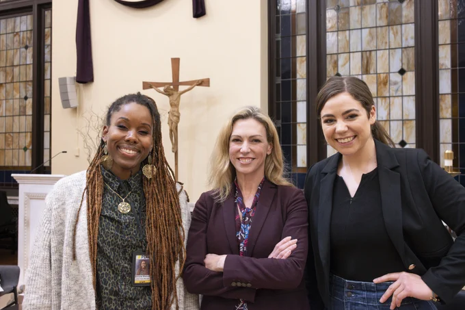 3 women standing side by side smiling for a photo
