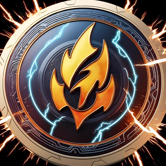 A powerful firestorm engulfing a futuristic blockchain grid, with the $FLAMO coin glowing at the center.