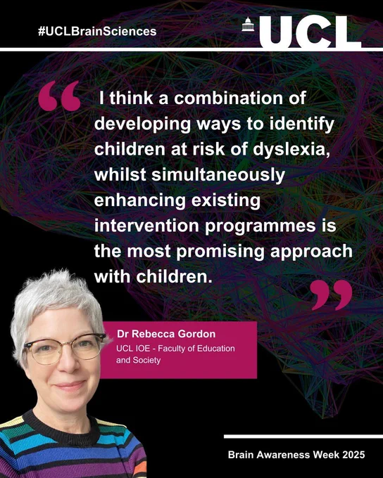 Reads:  I think a combination of developing ways to identify children at risk of dyslexia, whilst simultaneously enhancing existing intervention programmes is the most promising approach with children. 