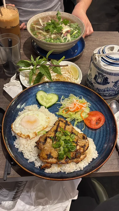 Plated Vietnamese dish at Pho Anh Vu.
