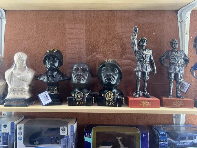 Fascist iconography on sale in a shop window.