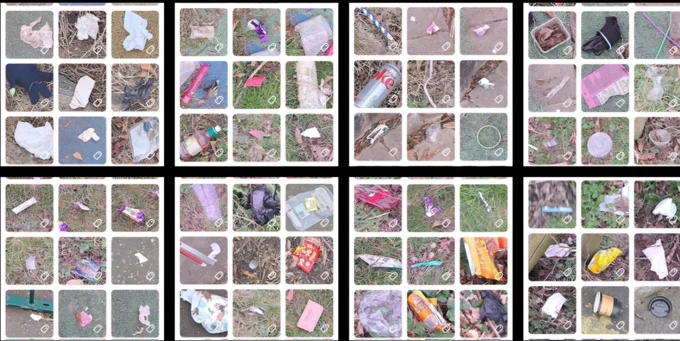 Collage of litter items lifted