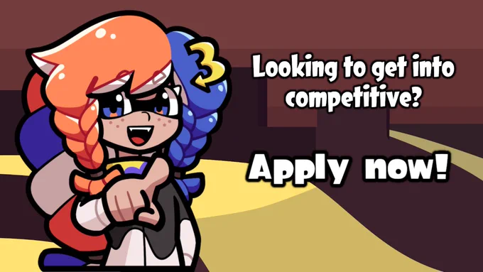 The background shows the spawn area of Humpback Pump Track. To the left, Cas is pointing at the camera. The text to the right reads "Looking to get into competitive" and "Apply now!".