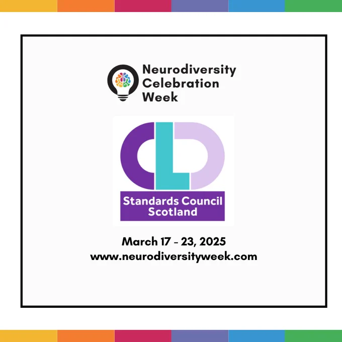 Neurodiversity Celebration Week logo and CLD Standards Council logo above the date for the week and the website address www.neurodiversityweek.com 