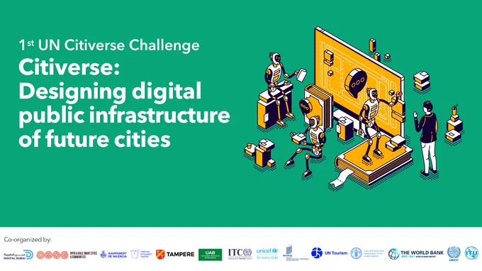 promo visual for the 1st UN Citiverse Challenge - citiverse: designing digital public infrastructure of future cities