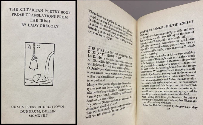Images of title page and two pages from English translation of Irish poetry by Lady Gregory.