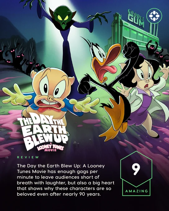 The Day The Earth Blew Up: A Looney Tunes Movie

Score: 9 (Amazing)

Verdict:
The Day the Earth Blew Up: A Looney Tunes Movie has enough gags per minute to leave audiences short of breath with laughter, but also a big heart that shows why these characters are so beloved even after nearly 90 years.