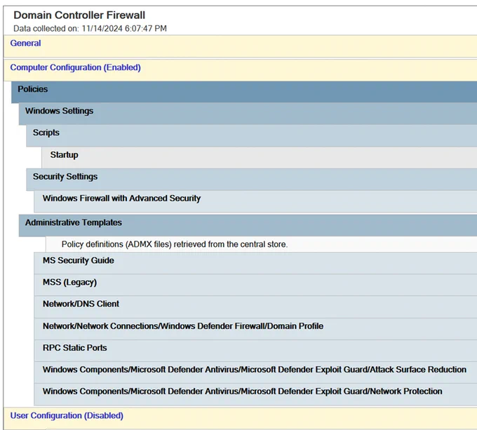 Screenshot from GPO results.