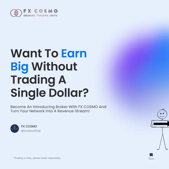 Graphic by FX Cosmo asking 'Think You've Got What It Takes To Be A Top IB?' Lists qualities: flexible work, scalable earnings, dedicated support, and global trust. Includes FX Cosmo logo and disclaimer.